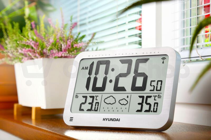 Meteostanice Hyundai WS 2331, velké hodiny, stříbrná