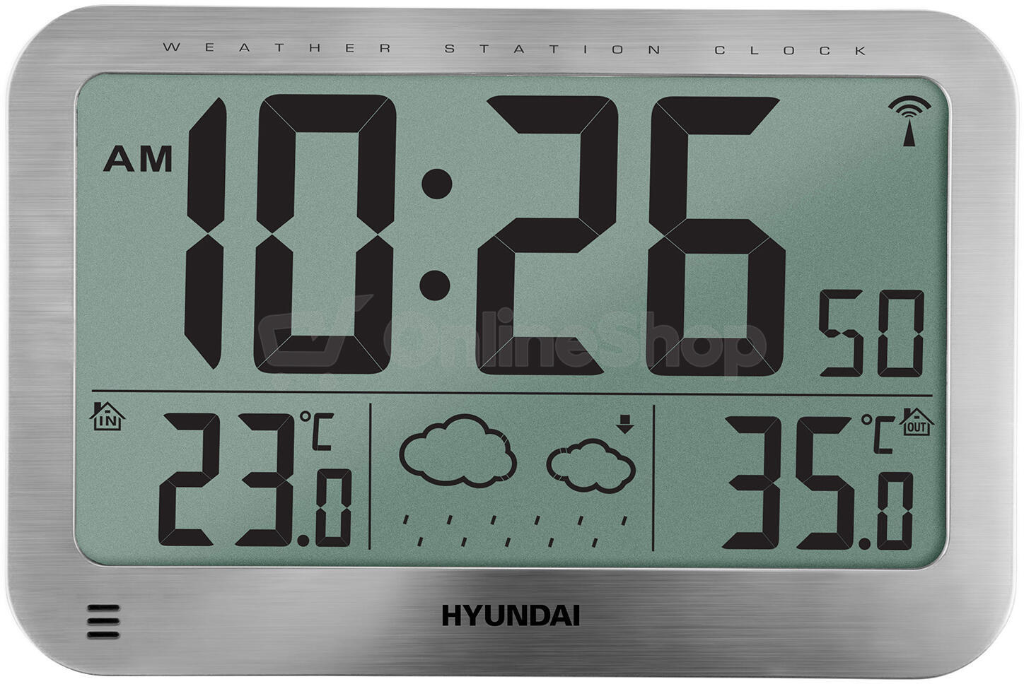 Meteostanice Hyundai WS 2331, velké hodiny, stříbrná
