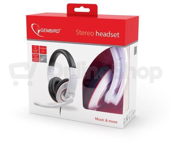 Sluchátka s mik Gembird MHS-001 Gaming glossy white