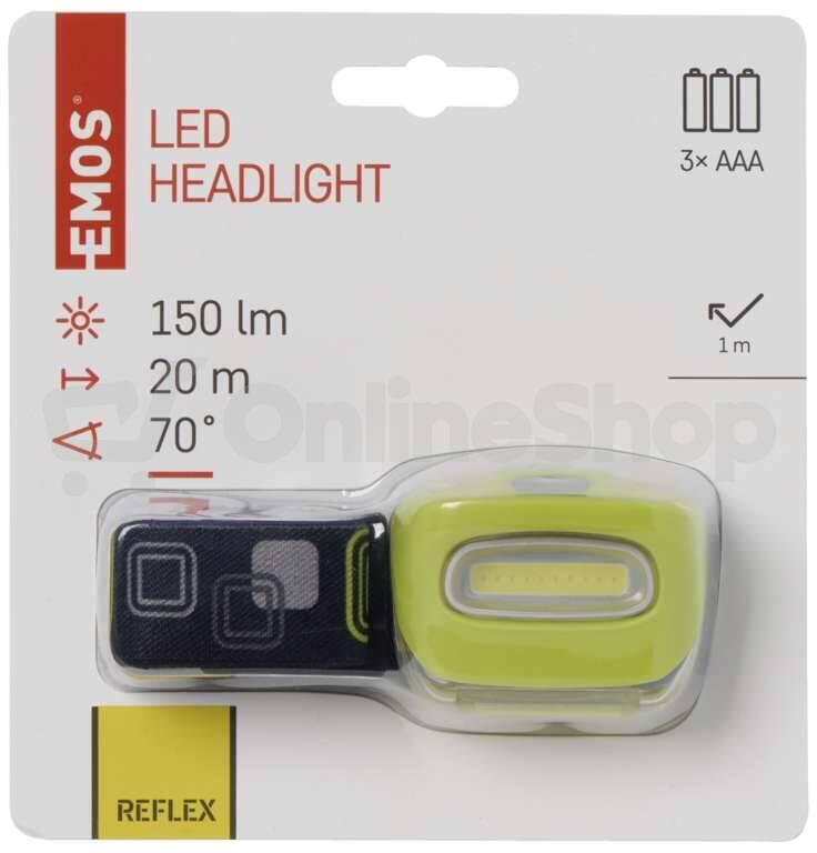 Emos COB LED čelovka P3528, 150 lm, 20 m, 3× AAA