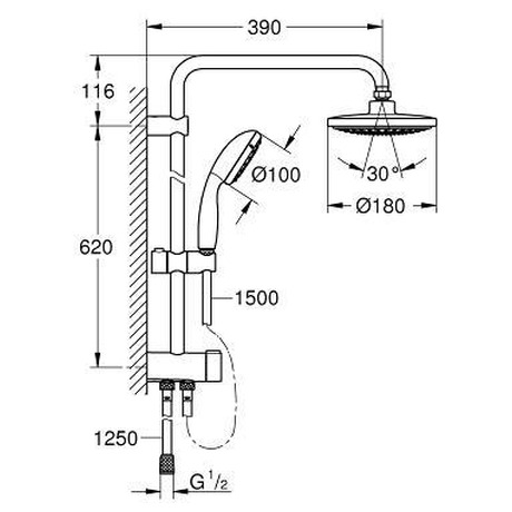 Grohe Tempesta Flex, sprchový systém bez baterie (26381000) - Grohe Tempesta Flex, sprchový systém bez baterie (foto 1)