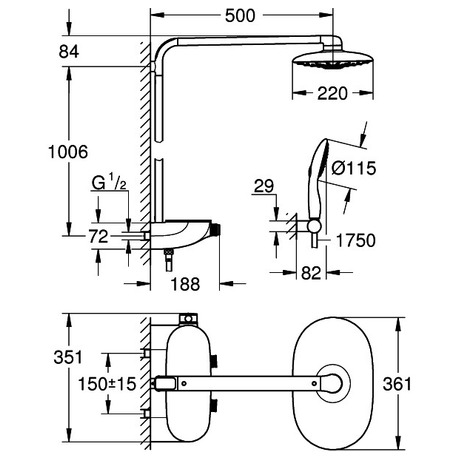 Grohe Rainshower SmartControl - Sprchov systm 360 Duo, chrom, 26250000