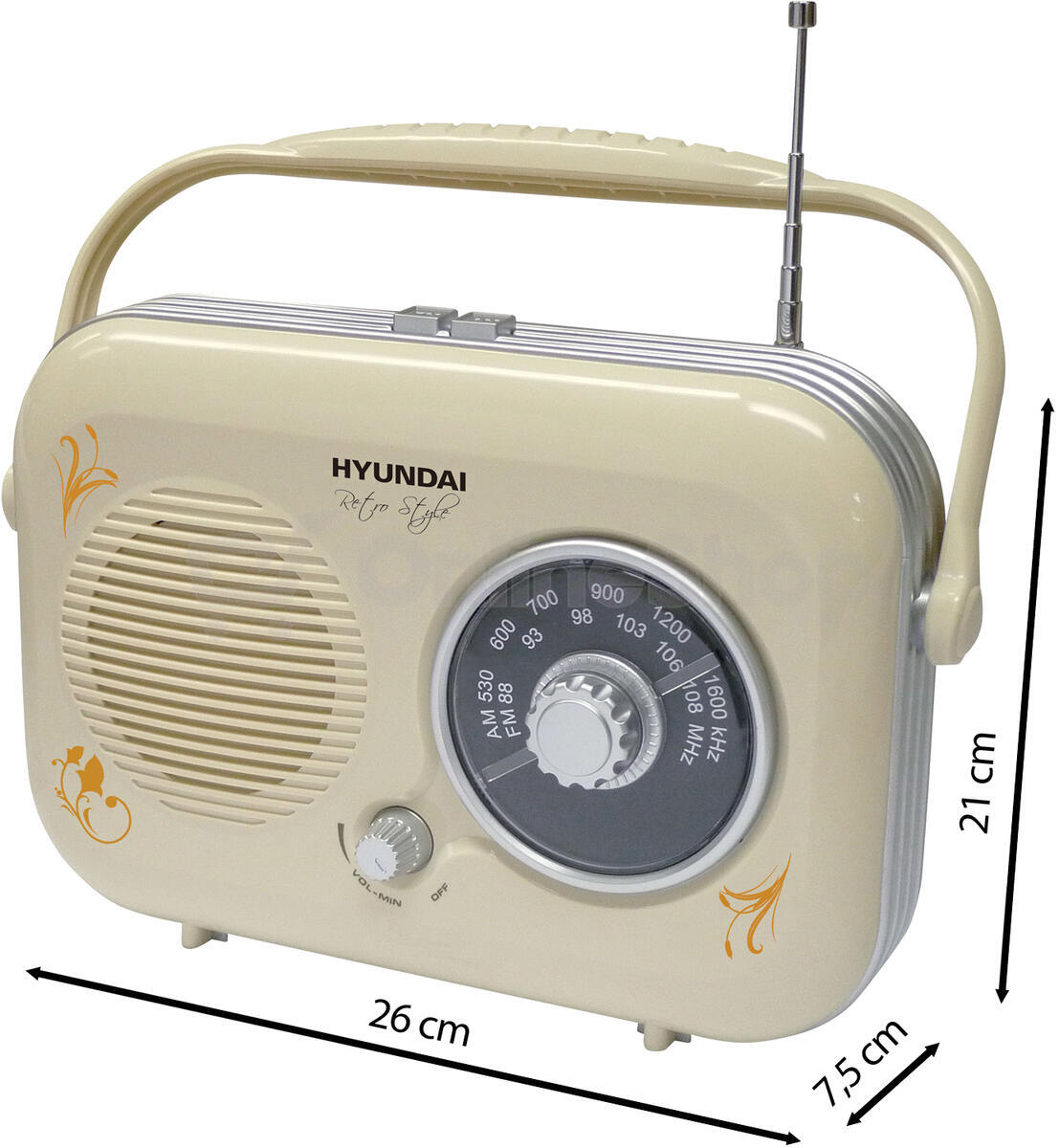 Radiopřijímač Hyundai PR 100B Retro, béžová