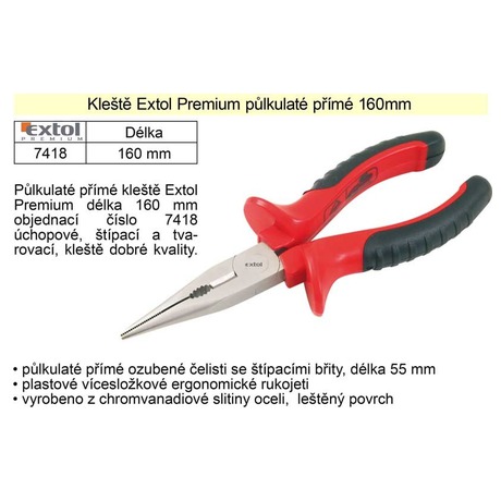 Kleště půlkulaté přímé, 160mm EXTOL-PREMIUM