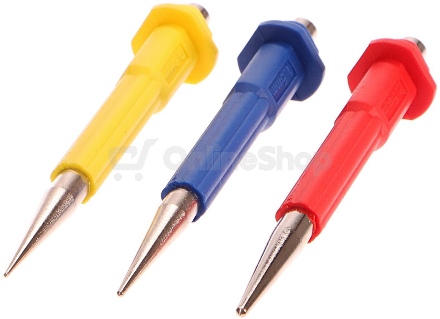 Důlčíky, sada 3ks, 0,8-1,5-2,5mm, délka 125mm, CrV EXTOL-PREMIUM