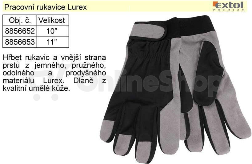 Rukavice pracovní LUREX, 10", velikost 10" EXTOL-PREMIUM
