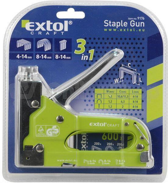 Pistole sponkovací 3funkční, 4-14mm, možnost nastavení síly úderu EXTOL-CRAFT