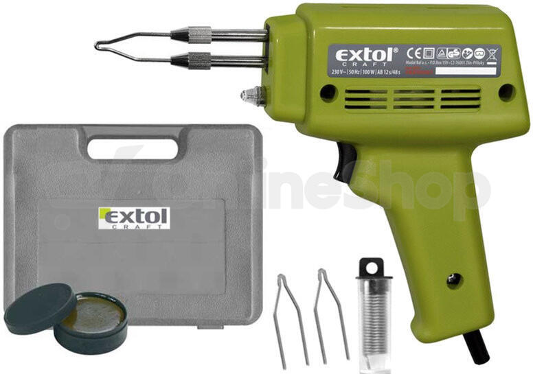 Pistole pájecí transformátorová s příslušenstvím, 100W EXTOL-CRAFT