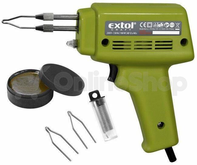 Pistole pájecí transformátorová s příslušenstvím, 100W EXTOL-CRAFT
