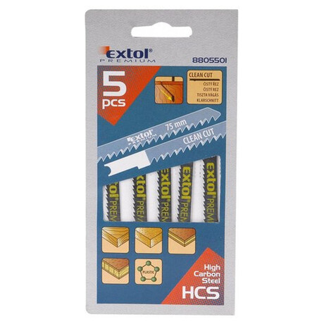 Pltky do pmoar pily 5ks, 75x2,5mm, chyt UNIVERSAL, HCS EXTOL-PREMIUM