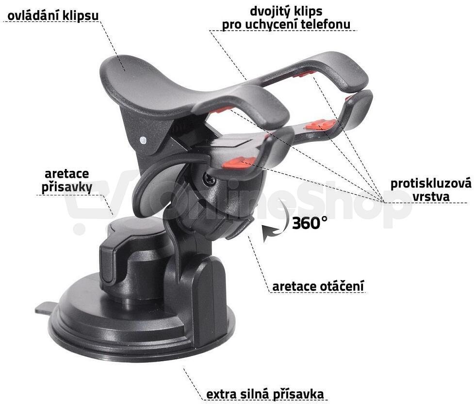 Držák do auta COMPASS 06255 Double Clips s přísavkou