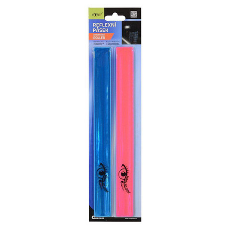 Pásek reflexní ROLLER 2ks růžový + modrý COMPASS