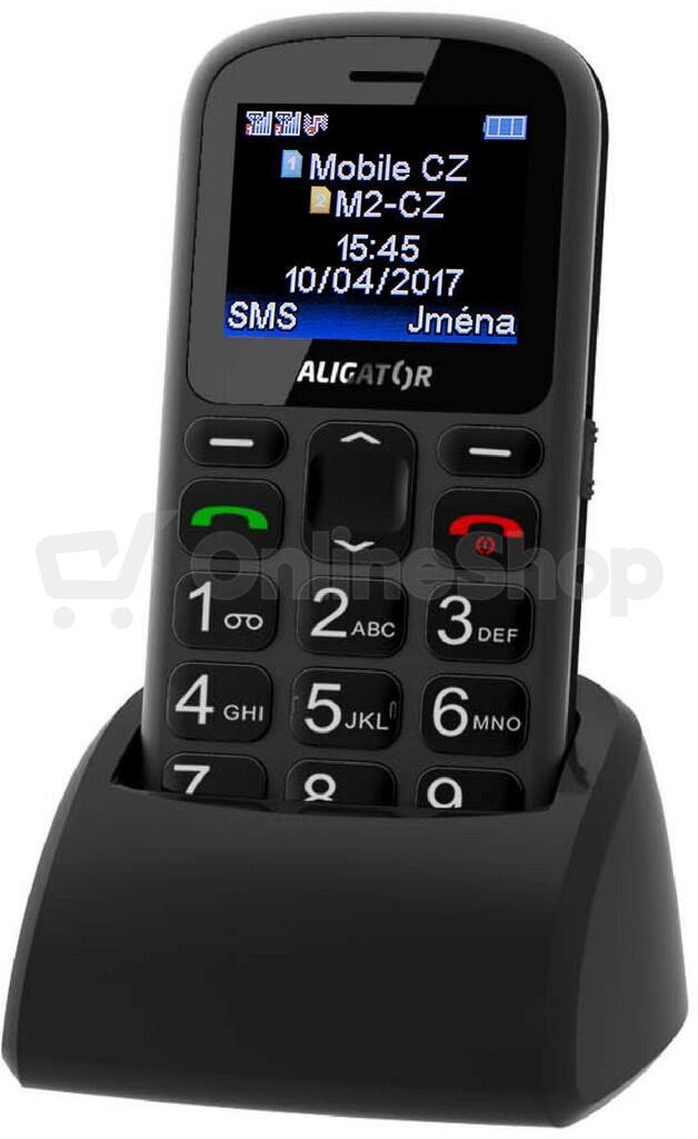 Aligator A321 Senior Dual SIM, šedá-černá + nabíjecí stojánek (A321GB)