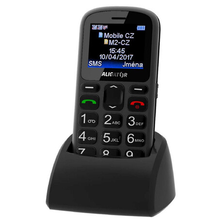 Aligator A321 Senior Dual SIM, šedá-černá + nabíjecí stojánek (A321GB)
