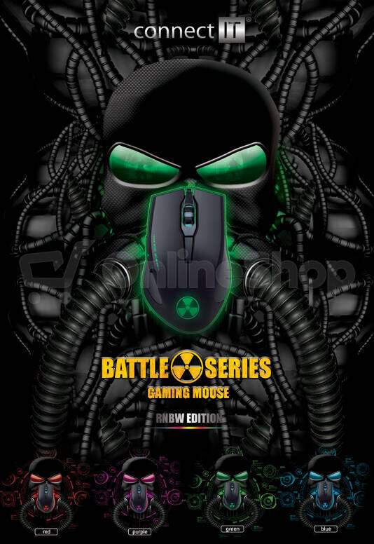 CONNECT IT BATTLE RNBW optická herní myš, vícebarevné podsvícení, USB (CI-1128)