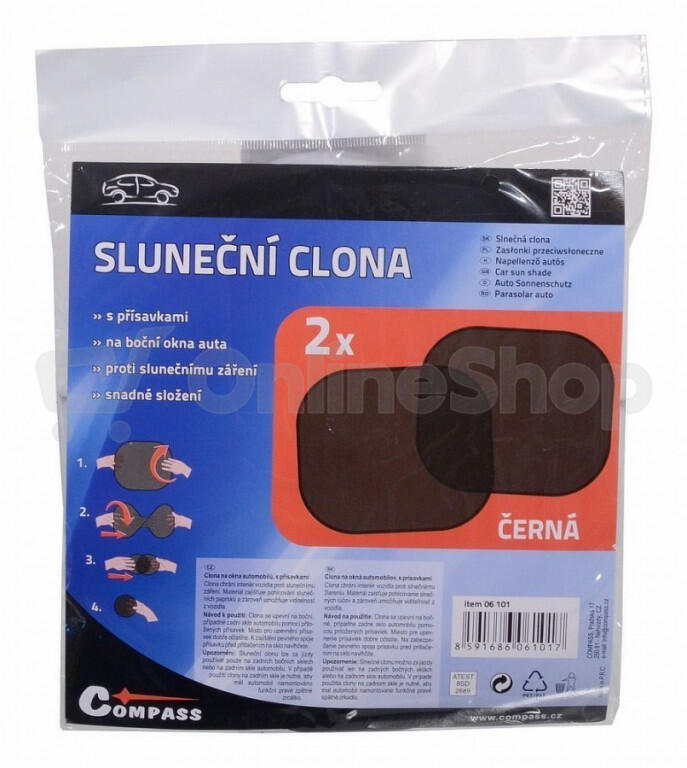 Clona sluneční COMPASS 06101 na boční okno černá 2ks