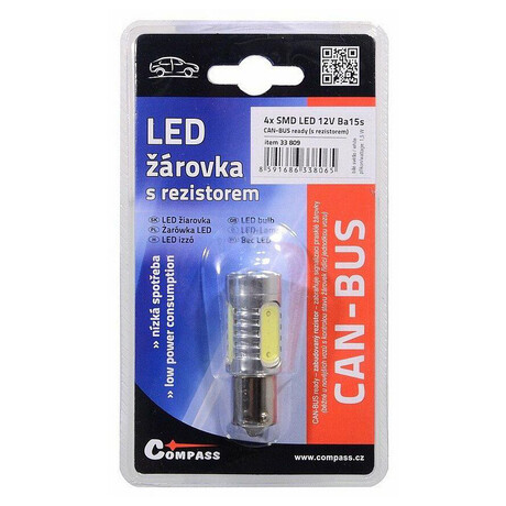 rovka 4 SMD LED 12V Ba15S s rezistorem CAN-BUS ready bl COMPASS