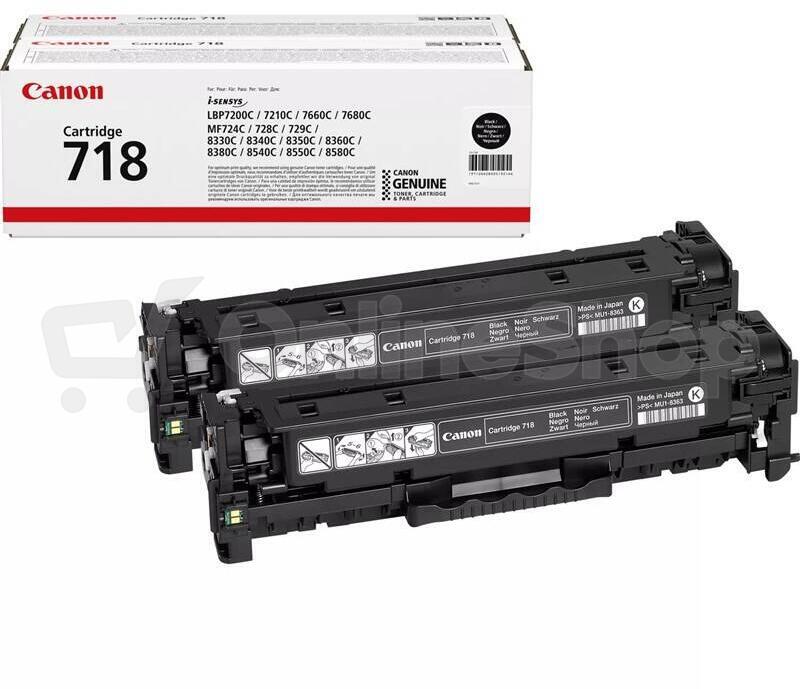 Toner Canon CRG-718Bk, 2 x 3400 stran originální - černý