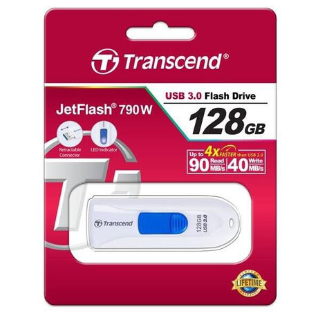 TRANSCEND Flash Disk 128GB JetFlash790, USB 3.1 (R:90/W:40 MB/s) bl/modr (TS128GJF790W)