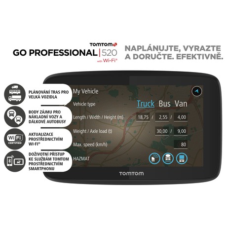 TomTom GO&nbsp;Professional 520 EU, Wi-Fi, LIFETIME mapy (foto 1)
