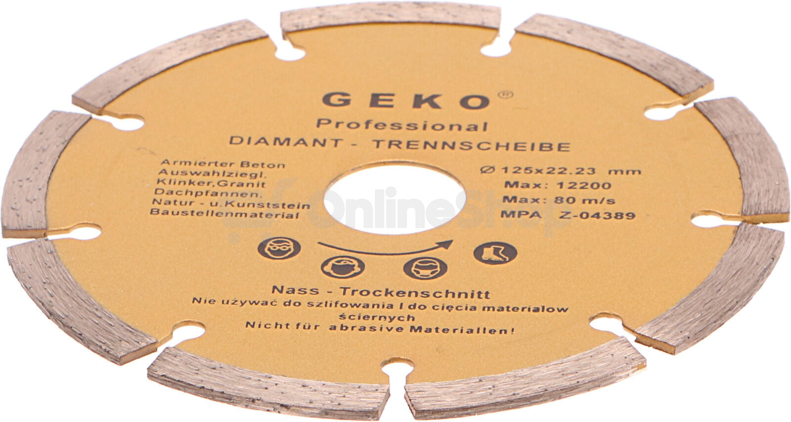 Kotouč diamantový řezný segmentový, 125x8x22,2mm GEKO
