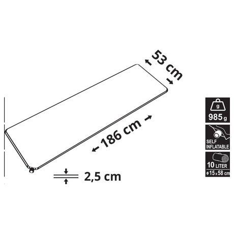 Karimatka samonafukovac 186x53x2,5cm modr CATTARA