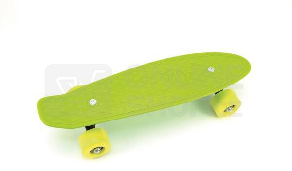 Teddies Skateboard - pennyboard 43cm, nosnost 60kg plastové osy, zelená, žlutá kola