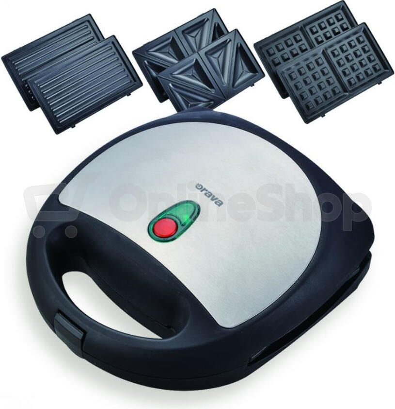 Sendvičovač 3v1 se 3 vyměnitelnými plotnami Orava (ST-300 A)