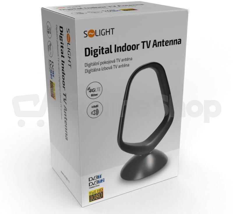 Solight digitální pokojová anténa, DVB-T2, 49dB