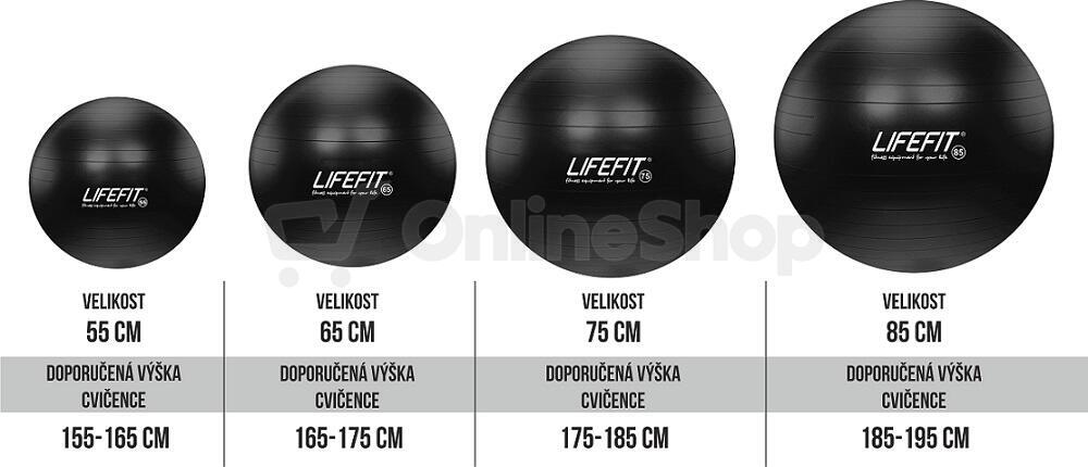 Gymnastický míč LIFEFIT® ANTI-BURST 85 cm, černý