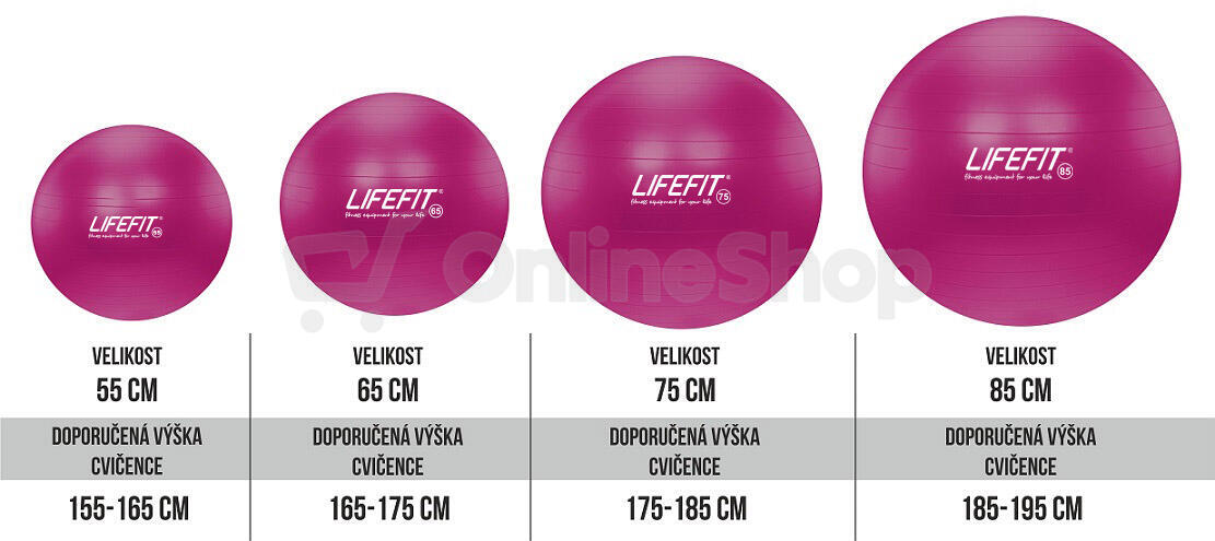 Gymnastický míč LIFEFIT® ANTI-BURST 85 cm, bordó