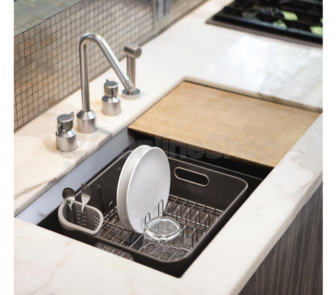 Odkapávač na nádobí Simplehuman – Compact, šedý plast KT1106
