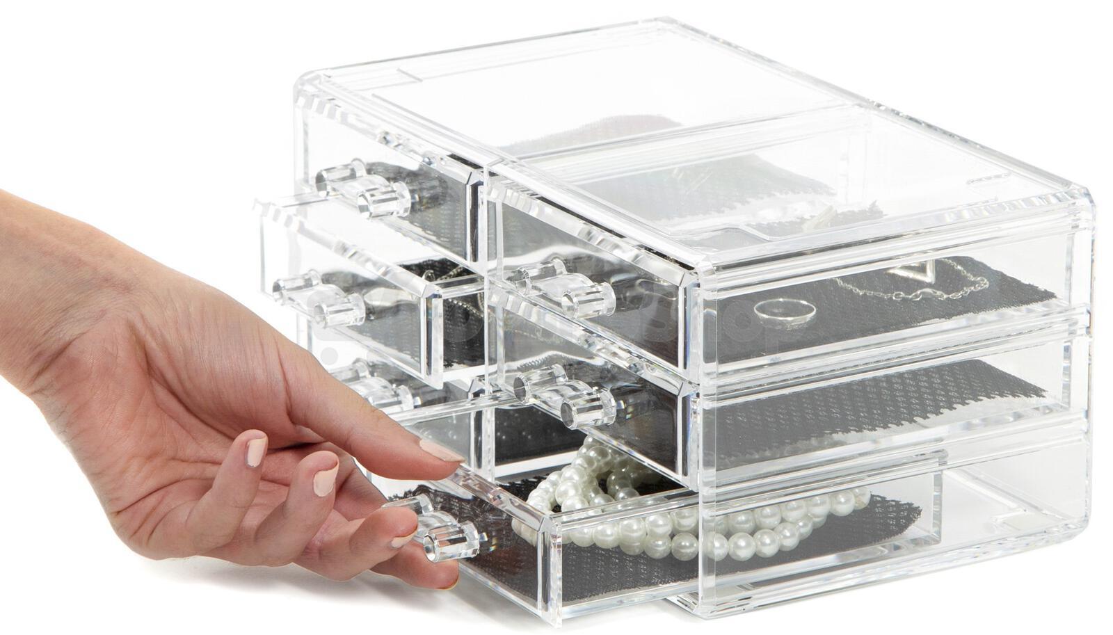 Organizér na šperky Compactor – 6 zásuvek, čirý plast