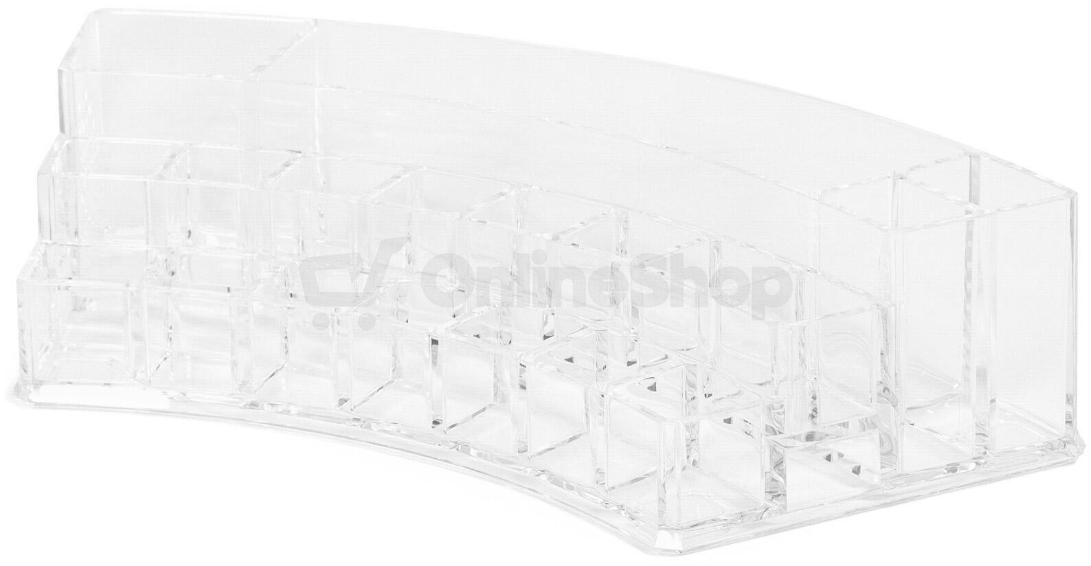 Zaoblený organizér na kosmetiku Compactor – 18 přihrádek, čirý plast