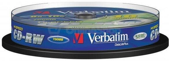 VERBATIM CD-RW80 700MB/ 8-12x/ 80 min/ 10pack/ spindle (43480)