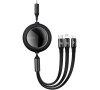 USB-C cable 3in1 Baseus Bright Mirror to micro USB / USB-C / Lightning, 100W, 1.2m (black)