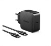 Wall charger UGREEN CD217, 65W, USB-C (black) + USB-C to USB-C cable, 2m (black)