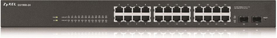 ZYXEL 24xGb 2xSFP fanless rack web sw.GS1900-24 v2 (GS1900-24-EU0102F)