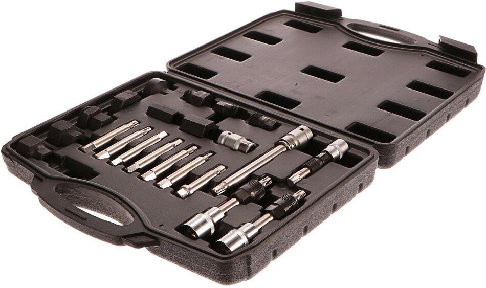 Sada bitů hex a hvězdy pro alternátor, 22 ks, 1/2” - poškozený kufr GEKO