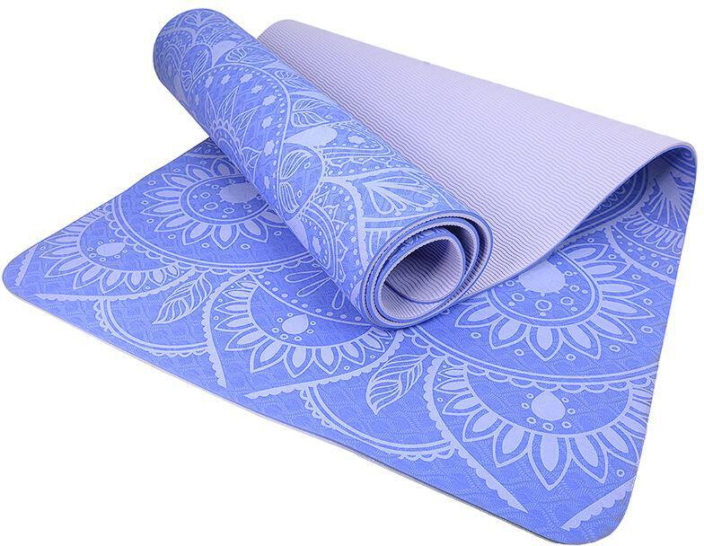 Podložka LIFEFIT® YOGA MAT MANDALA DUO, 183x58x0,6cm, modrá