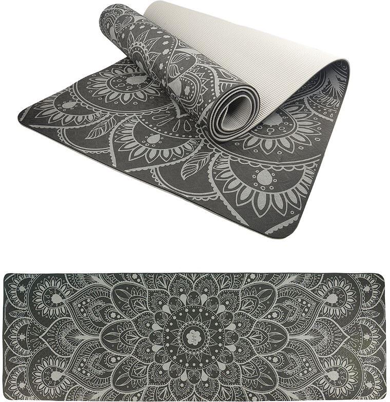 Podložka LIFEFIT® YOGA MAT MANDALA DUO, 183x58x0,6cm, černá