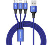 Baseus Rapid Series nabíjecí / datový kabel 3v1 USB (Micro USB + Lightning + USB-C) 3A 1,2m, modrá (CAMLT-SU13)