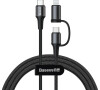 Baseus Twins 2v1 nabíjecí / datový kabel USB-C na USB-C + Lightning 60W 1m, černá (CATLYW-01)