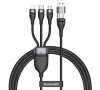 Baseus Flash Series 3v2 nabíjecí / datový kabel USB/USB-C na MicroUSB + Lightning + USB-C 100W 1,2m, šedá-černá (CA2T3-G1)