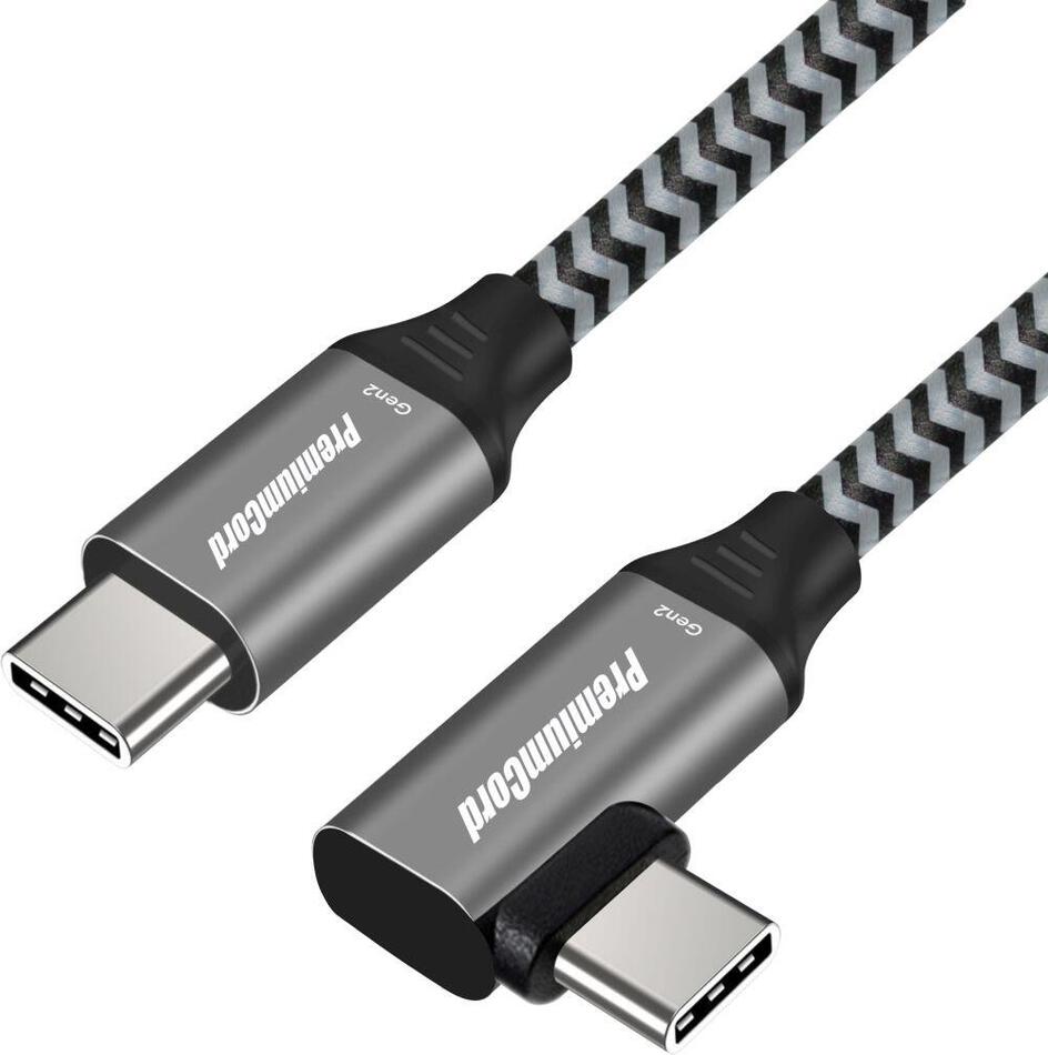 PREMIUMCORD USB-C 3.2 gen 2, zahnutý, oplet, 1m (ku31cu1)