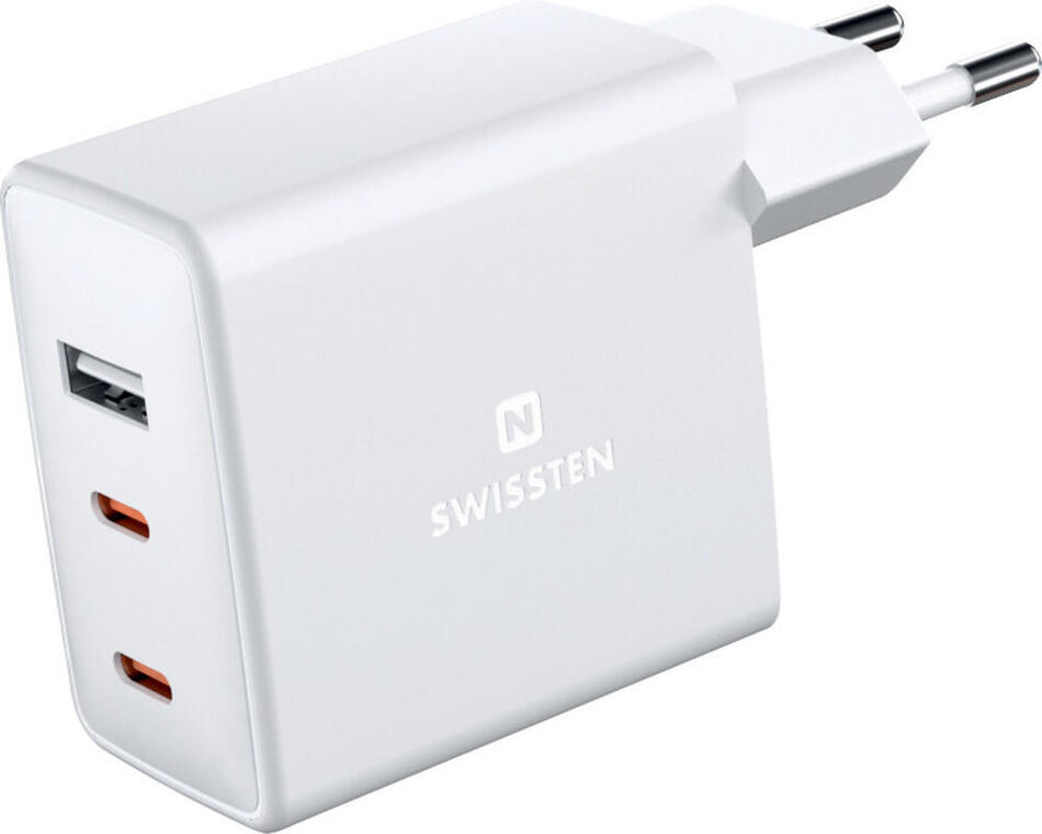 SWISSTEN SÍŤOVÝ ADAPTÉR GaN 2x USB-C + 1x USB 70W