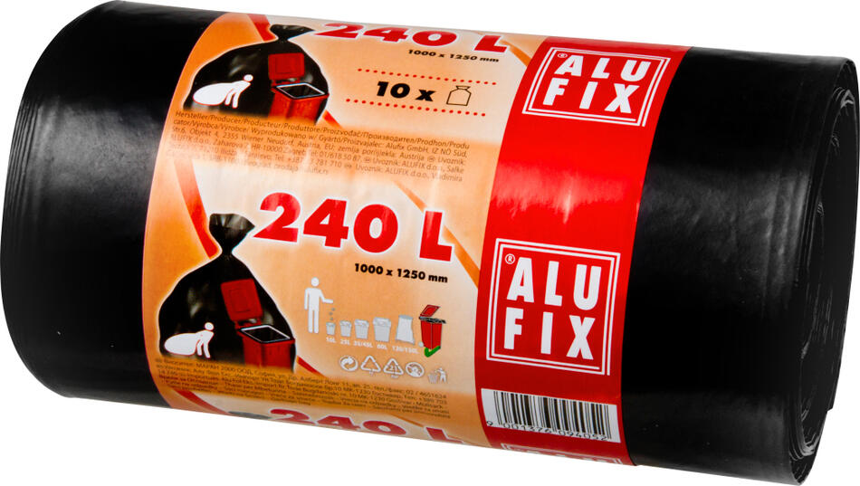 Alufix silné pytle na odpad, 35 µ, 100 × 125 cm, 240 l, 10 ks
