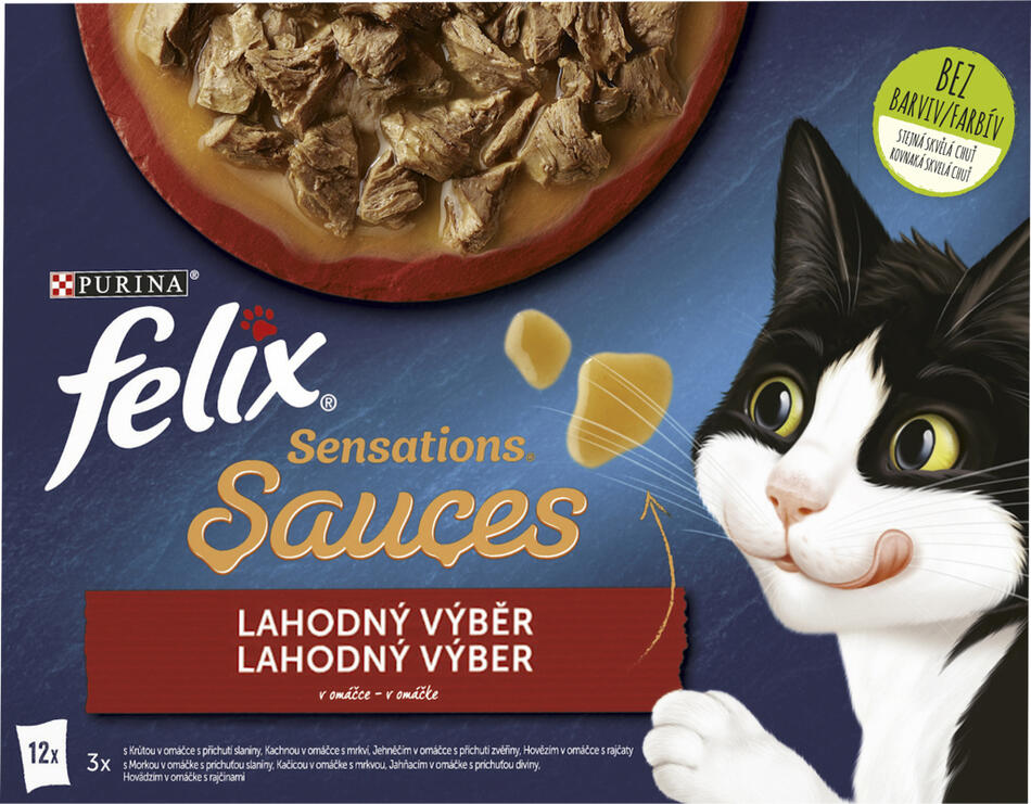Felix Sensations kapsičky pro kočky lahodný výběr v omáčce, 12× 85 g