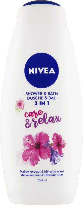 Nivea Care & Relax sprchový gel & pěna do koupele, 750 ml