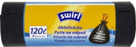 Swirl extra silné zatahovací pytle na odpad 120 l, 70 × 100 cm, 33 µ, 8 ks